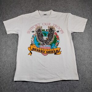 Vintage 1991 Anvil Operation Desert Shield Storm Military T-Shirt Mens XL White